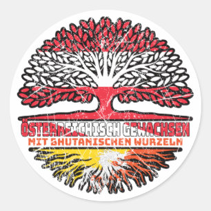 Bhutanisch Österreichisch Baum Runder Aufkleber
