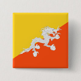Bhutanische Flagge (Bhutan) (Donnerdrache) Button