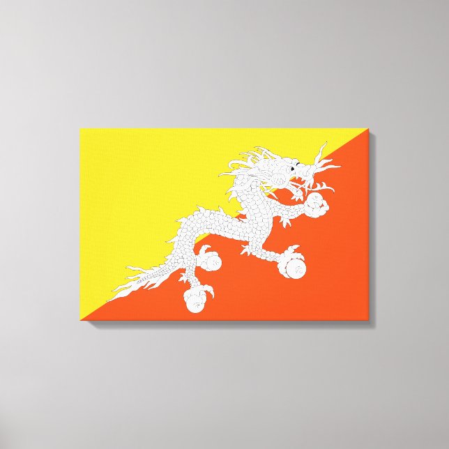 Bhutanische Flagge (Bhutan) (Donnerdrache) Leinwanddruck (Vorderseite)