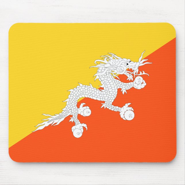 Bhutanische Flagge (Bhutan) (Donnerdrache) Mousepad (Vorne)