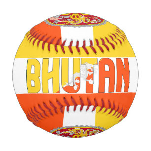 Bhutanische Flagge und Wappen Patriotisch Baseball