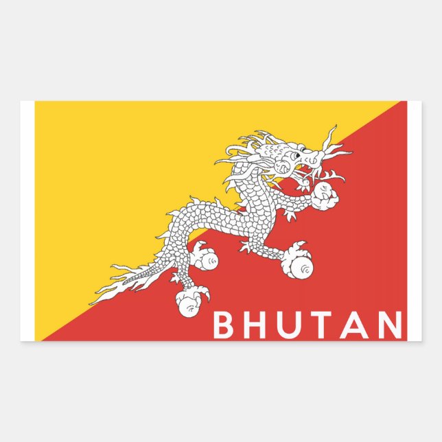 bhutanische Länderkennzeichen Rechteckiger Aufkleber (Vorderseite)