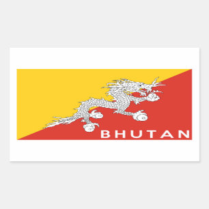 bhutanische Länderkennzeichen Rechteckiger Aufkleber