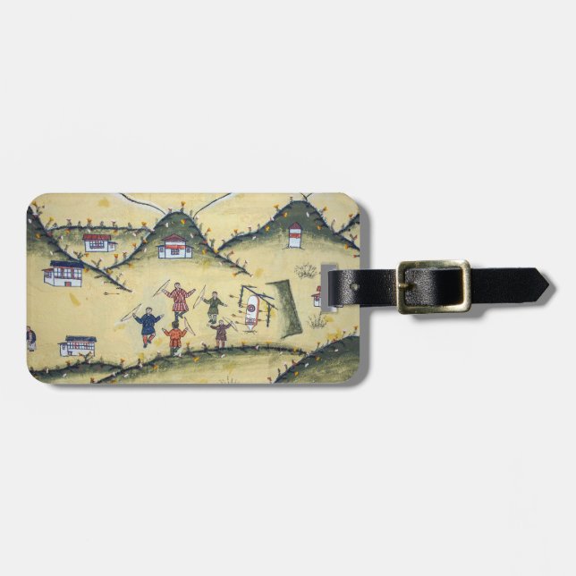 Bhutanisches Haus mit Bogengemälden - Bhutan Gepäckanhänger (Vorderseite horizontal)