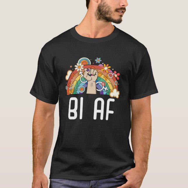 Bi AF Bisexual Rainbow Pride March Bisexuality LGB T-Shirt (Vorderseite)