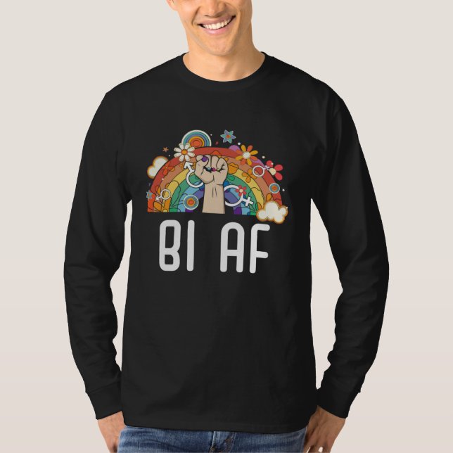 Bi AF Bisexual Rainbow Pride March Bisexuality LGB T-Shirt (Vorderseite)