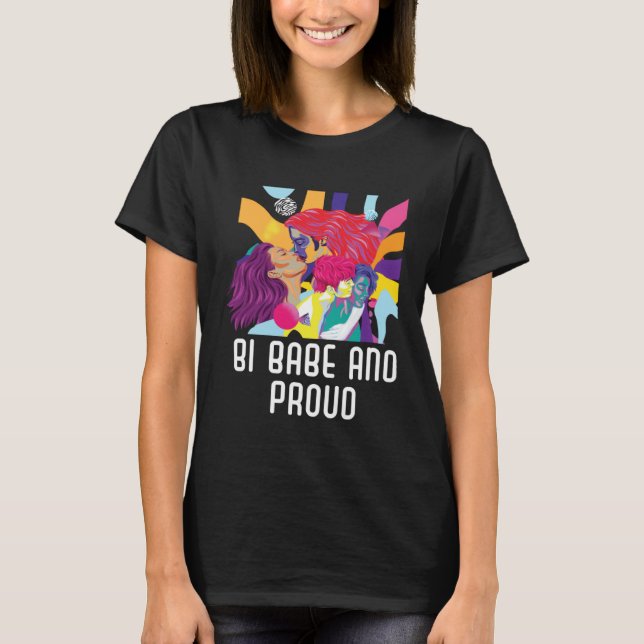 Bi Babe And Proud Bisexual Rainbow Pride Bisexuali T-Shirt (Vorderseite)