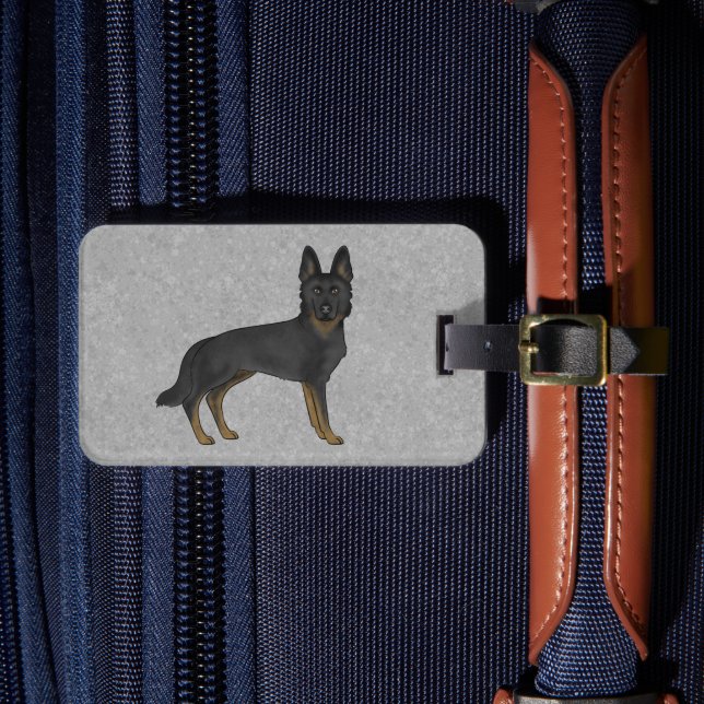 Bi-Black-Deutscher Hirte Niedlicher Hund und benut Gepäckanhänger (Vorderseite Insitu 4)