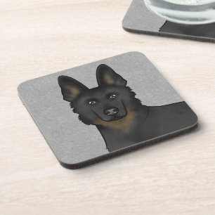 Bi-Black German Shepherd Dog Nah-up Gray Getränkeuntersetzer