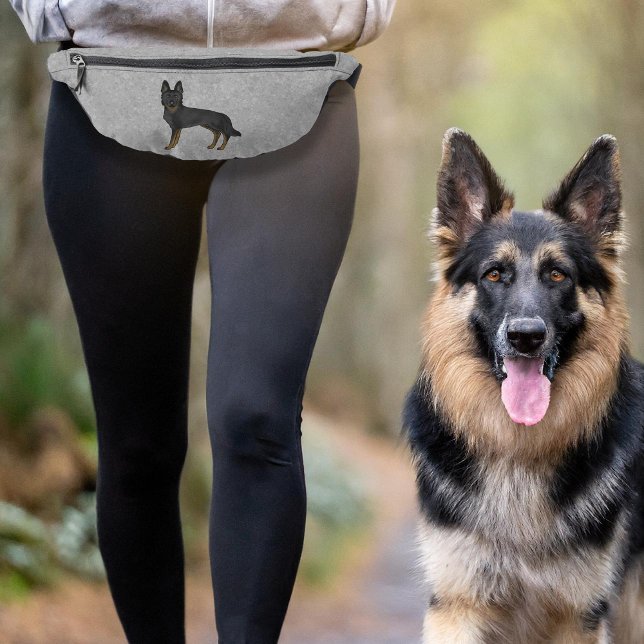 Bi-Black German Shepherd Niedlich Cartoon Dog Gray Bauchtasche (Please note: This image is a digital mockup. The product may not be in scale.)