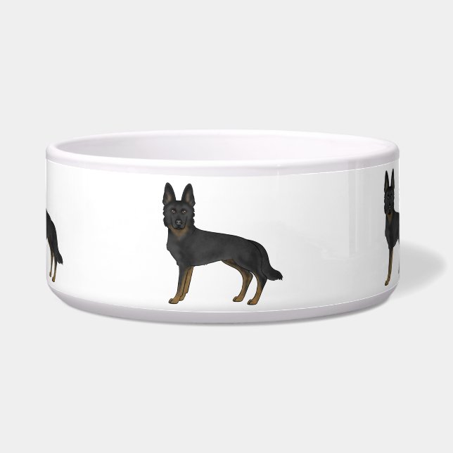 Bi-Black German Shepherd Niedlich Cartoon Hunde Napf (Vorderseite)