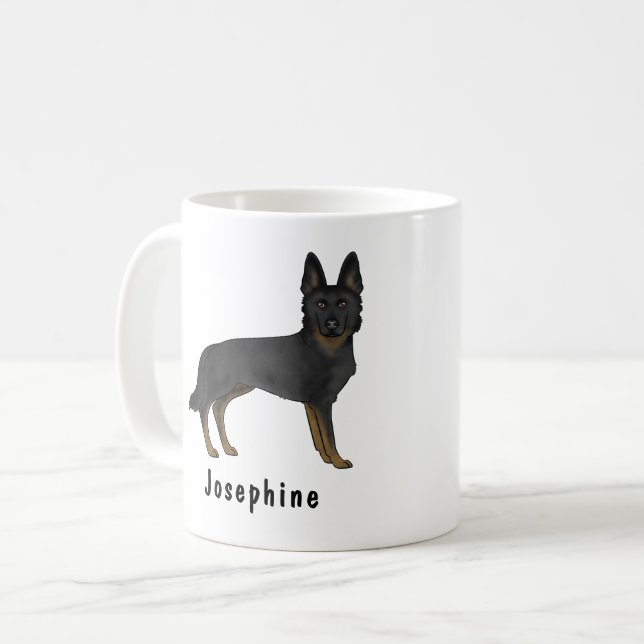 Bi-Black German Shepherd Niedlicher Hund mit Indiv Kaffeetasse (Vorderseite Links)