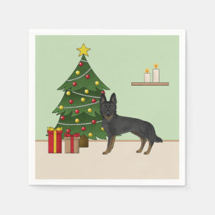 Bi-Black German Shepherd Weihnachtsbaum Serviette
