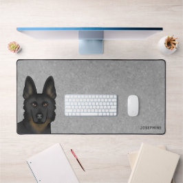 Bi-Black German Shepherhead and Individuelle Name Schreibtischunterlage