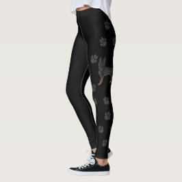 Bi-Black-GSD-Hund mit schwarzen Paws Leggings