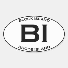 BI - Block-Insel Rhode Island Ovaler Aufkleber