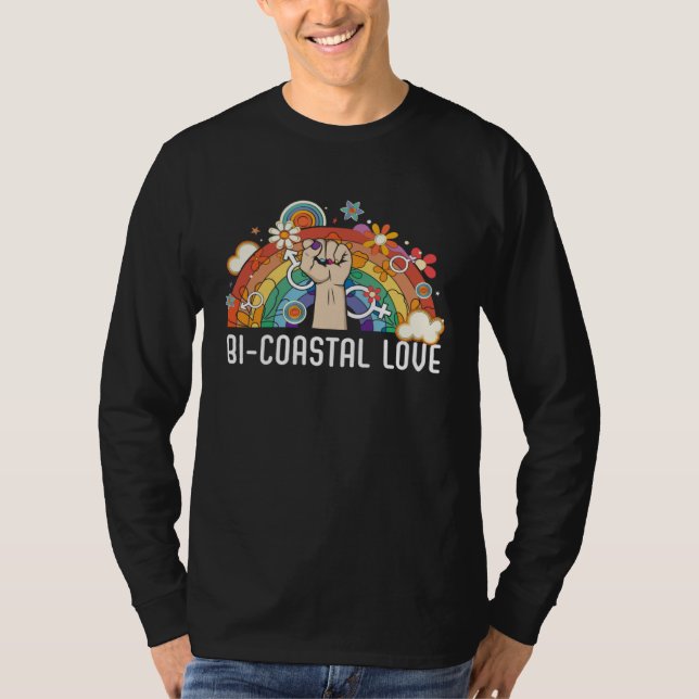 Bi Coastal Love Bisexual Rainbow Pride Bisexuality T-Shirt (Vorderseite)