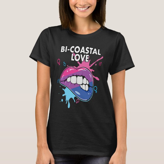 Bi Coastal Love Bisexual Rainbow Pride Bisexuality T-Shirt (Vorderseite)