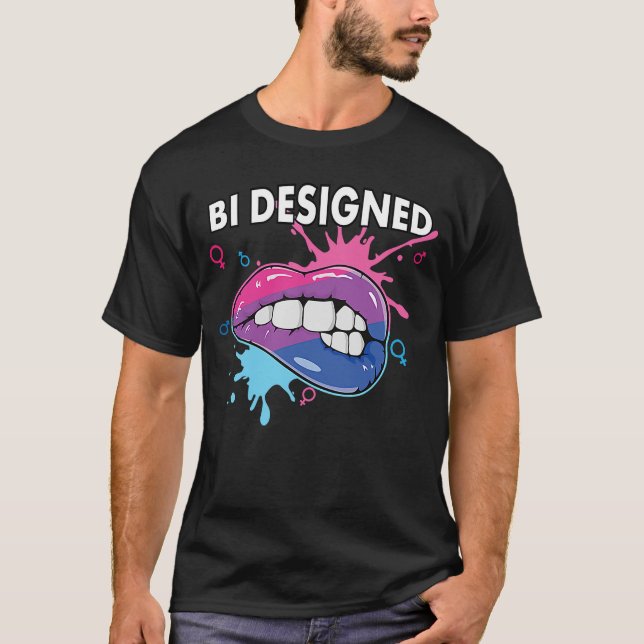 Bi Designed Bisexual Rainbow Pride März Bisexuali T-Shirt (Vorderseite)