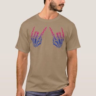 Bi Ehefrau Energy Skeleton Rock Hand Biseual Pride T-Shirt