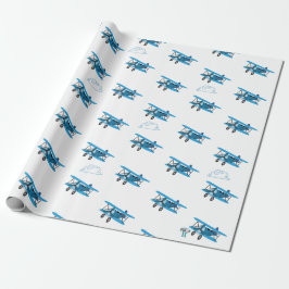 Bi-Flugzeug in Wolken-Flugzeugumschlag Geschenkpapier