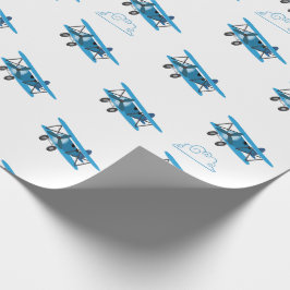 Bi-Flugzeug in Wolken-Flugzeugumschlag Geschenkpapier