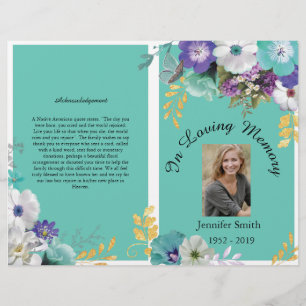Bi-Fold Aquamarin Lavendel Butterfly-Bestattungspr Flyer
