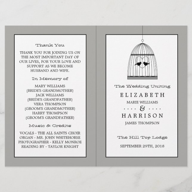 Bi-fold-Programm für Vintages Herzgeburtsherz (Vorderseite)