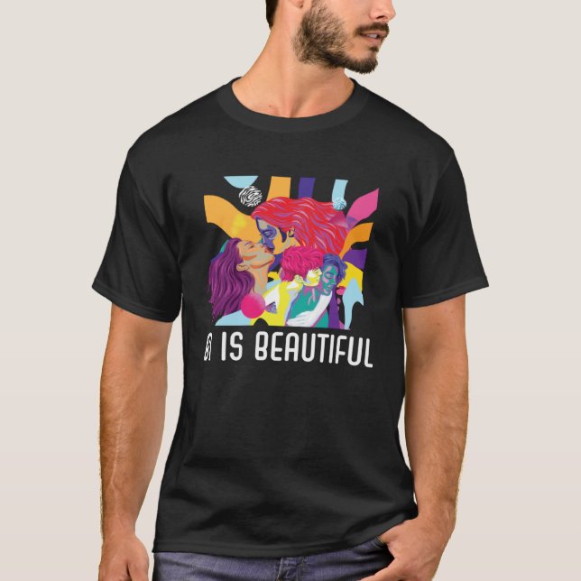 Bi Is Beautiful Bisexual Rainbow Pride Bisexuality T-Shirt (Vorderseite)