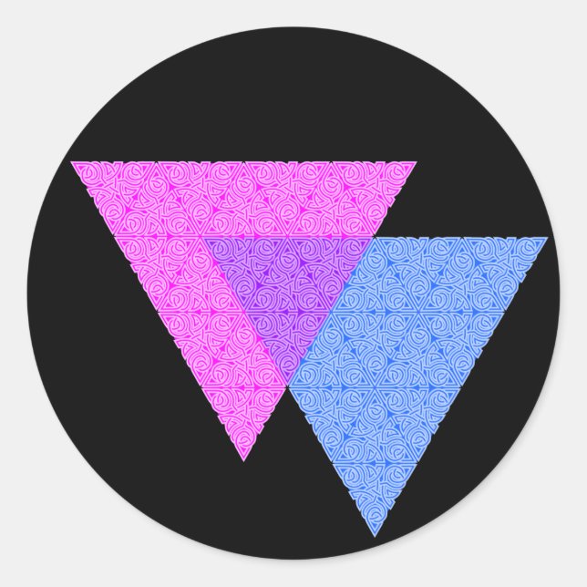 Bi Knot Symbol Runder Schwarzer Sticker (Vorderseite)