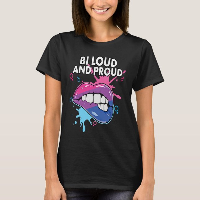 Bi Loud and Proud Bisexual Rainbow Pride Bisexuali T-Shirt (Vorderseite)