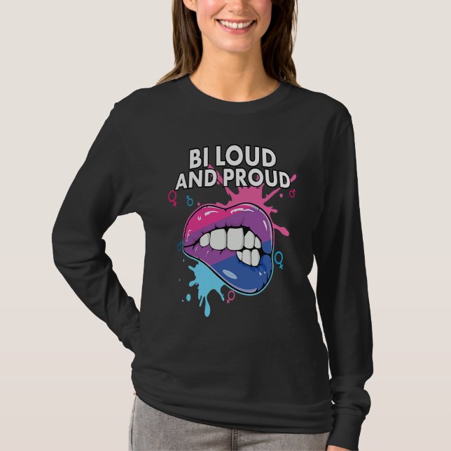 Bi Loud and Proud Bisexual Rainbow Pride Bisexuali T-Shirt (Vorderseite)