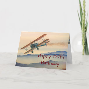 Bi-Plane From One Vintage Model 105th Birthday Karte