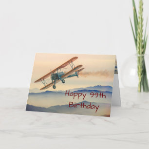 Bi-Plane From One Vintage Model 99th Birthday Karte
