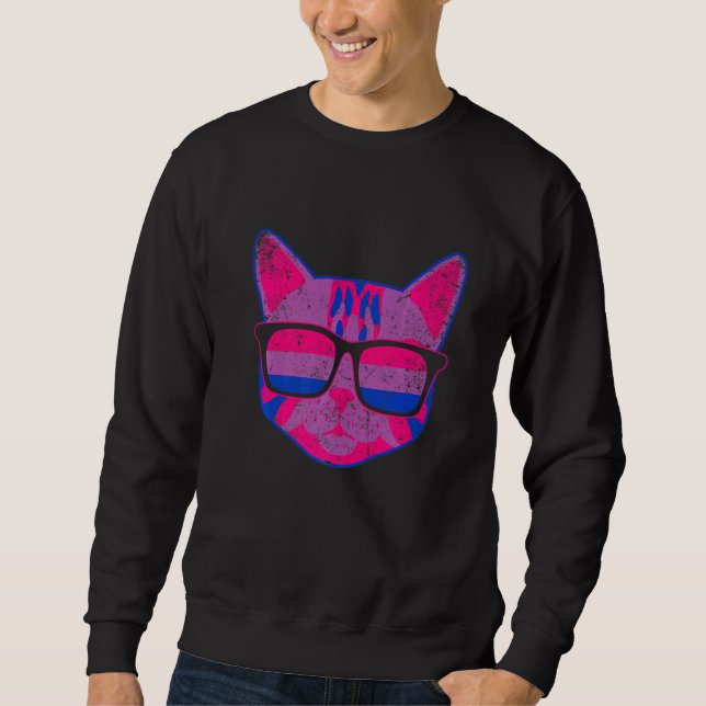 Bi Pride Bisexualität Katze Que Bisexuell Sweatshirt (Vorderseite)