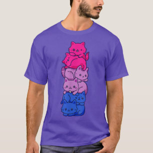 Bi Pride Cat LGBT Biseuaflagge Niedlich Kawaii Kat T-Shirt