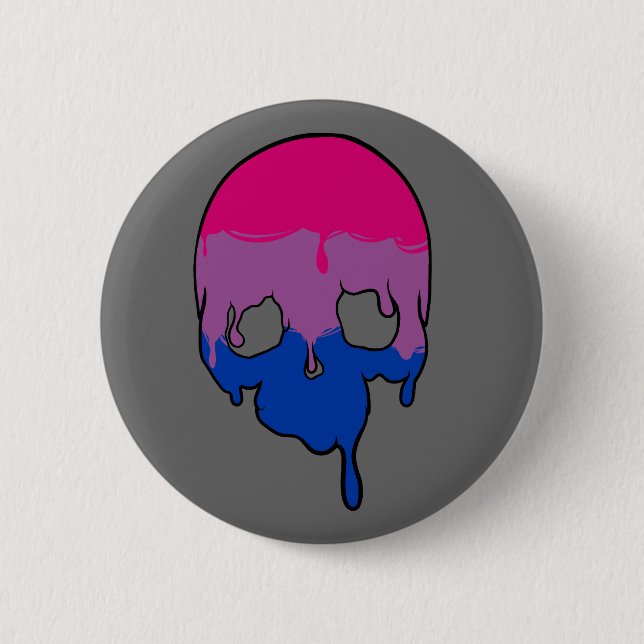 Bi Pride Driving Skull Button (Vorderseite)