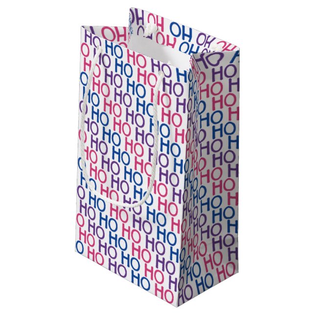 Bi Pride Ho Ho Ho Muster Geschenktasche Kleine Geschenktüte (Rückseite Schrägansicht)