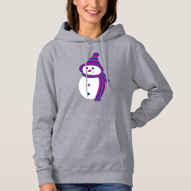 Bi Pride Snowman Snowperson pink lila blau Hoodie (Vorderseite)