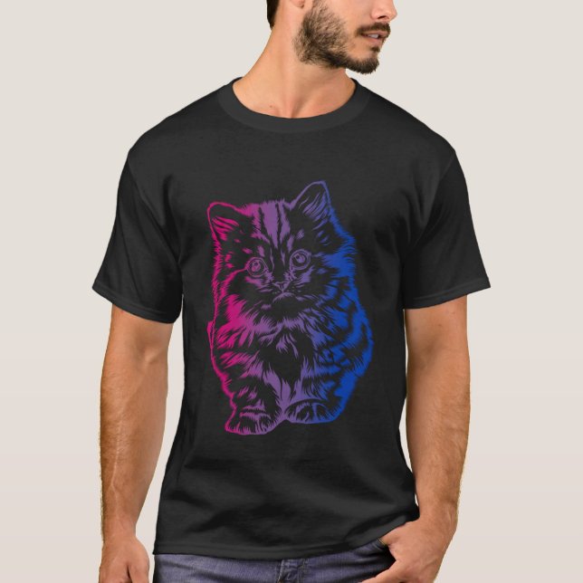 Bi Pride Subtle Cat  LGBTQ Bisexual LGBT Gay Pride T-Shirt (Vorderseite)