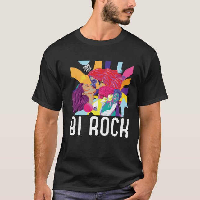 Bi Rock Bisexual Rainbow Pride March Bisexuality L T-Shirt (Vorderseite)