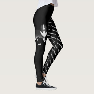 Bi-Schwarze Cartoon Sheltie & Name und Rasse des H Leggings