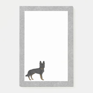 Bi-Schwarzer Deutscher Schäferhund Cartoon GSD Hun Post-it Klebezettel