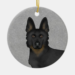 Bi-Schwarzer Deutscher Schäferhund Cartoon-Hund Ko Keramik Ornament