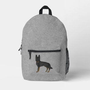 Bi-Schwarzer Deutscher Schäferhund Süßer Cartoon-H Bedruckter Rucksack