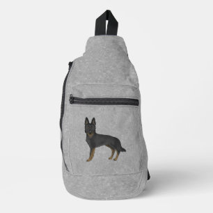 Bi-Schwarzer Deutscher Schäferhund Süßer Cartoon-H Crossbody Bag