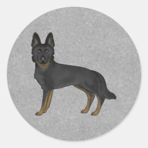 Bi-Schwarzer Deutscher Schäferhund Süßer Cartoon-H Runder Aufkleber