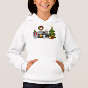 Bi-Schwarzer Shetland Sheepdog Hund in einem Weihn Hoodie
