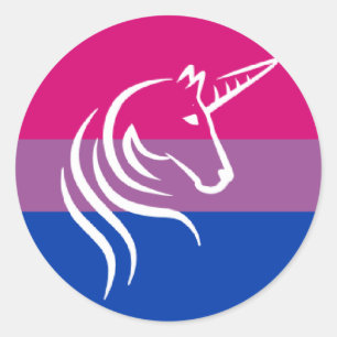 Bi-Stolz-Flaggen-Einhorn-Grafik-Aufkleber Runder Aufkleber