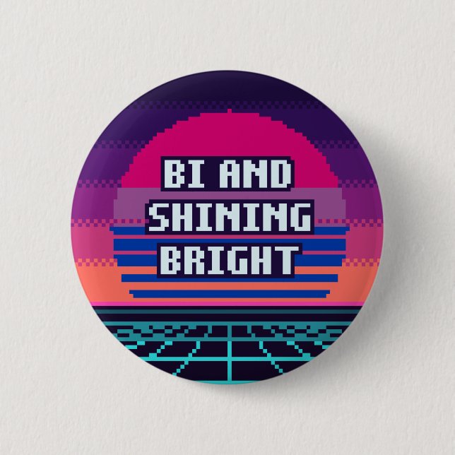 Bi und strahlend stolz, Pixel-Button Button (Vorderseite)